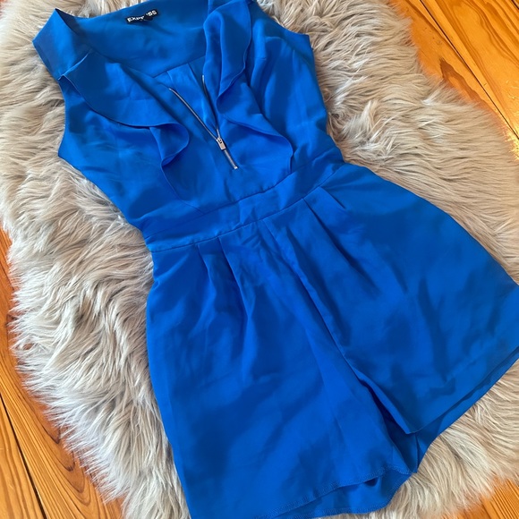 Cobalt Blue Zip-up Romper - Picture 2 of 7